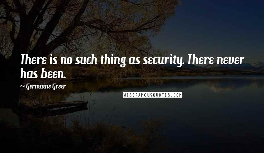 Germaine Greer Quotes: There is no such thing as security. There never has been.