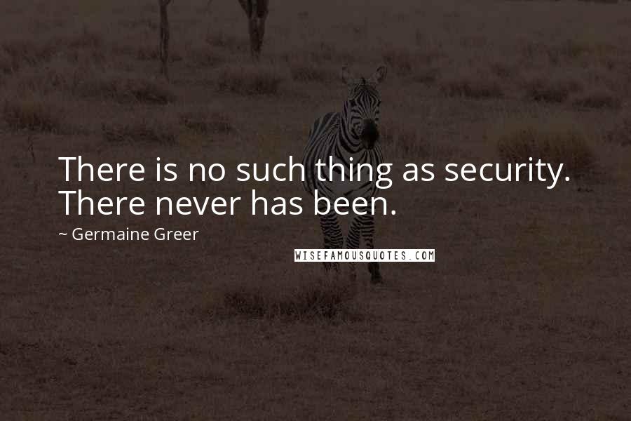 Germaine Greer Quotes: There is no such thing as security. There never has been.