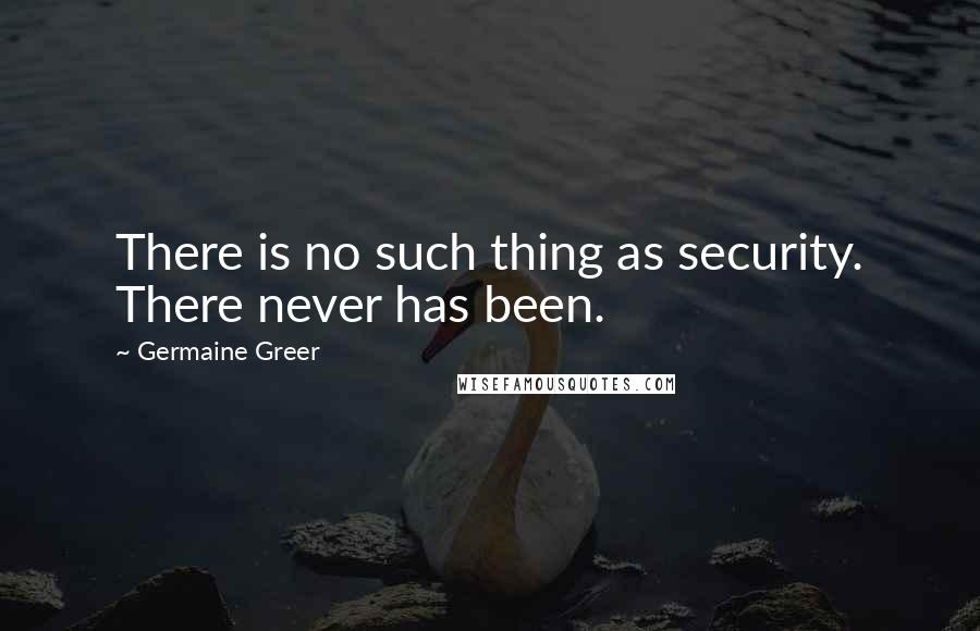 Germaine Greer Quotes: There is no such thing as security. There never has been.