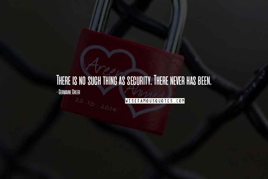 Germaine Greer Quotes: There is no such thing as security. There never has been.