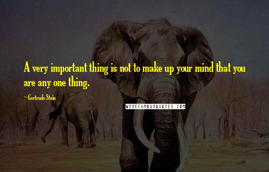 Gertrude Stein Quotes: A very important thing is not to make up your mind that you are any one thing.