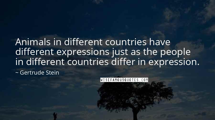 Gertrude Stein Quotes: Animals in different countries have different expressions just as the people in different countries differ in expression.