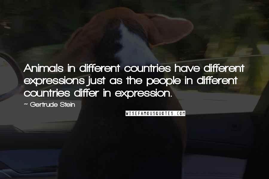 Gertrude Stein Quotes: Animals in different countries have different expressions just as the people in different countries differ in expression.