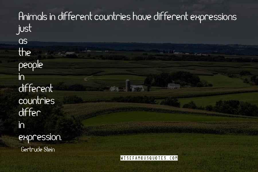 Gertrude Stein Quotes: Animals in different countries have different expressions just as the people in different countries differ in expression.