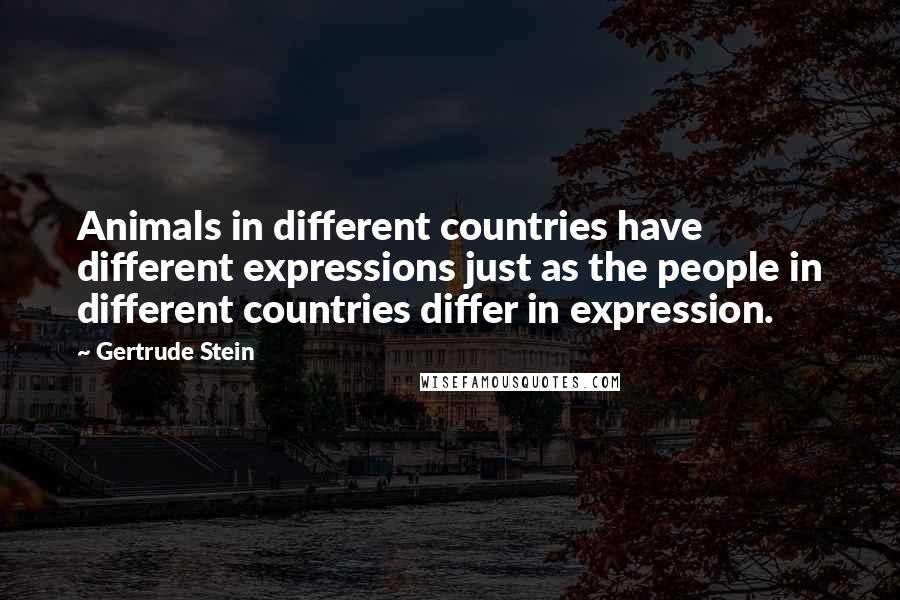 Gertrude Stein Quotes: Animals in different countries have different expressions just as the people in different countries differ in expression.