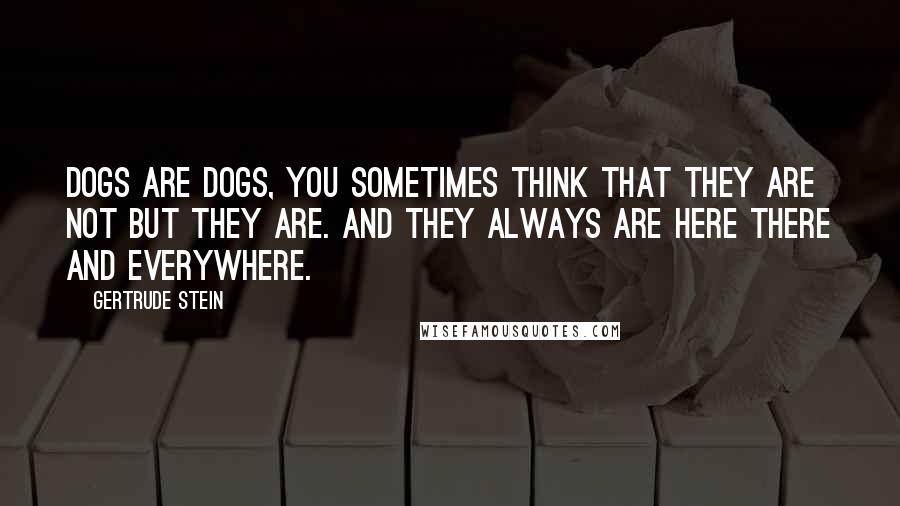 Gertrude Stein Quotes: Dogs are dogs, you sometimes think that they are not but they are. And they always are here there and everywhere.