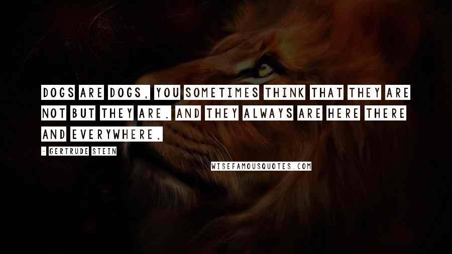 Gertrude Stein Quotes: Dogs are dogs, you sometimes think that they are not but they are. And they always are here there and everywhere.