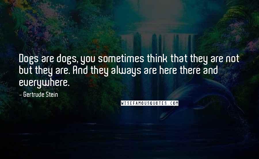 Gertrude Stein Quotes: Dogs are dogs, you sometimes think that they are not but they are. And they always are here there and everywhere.