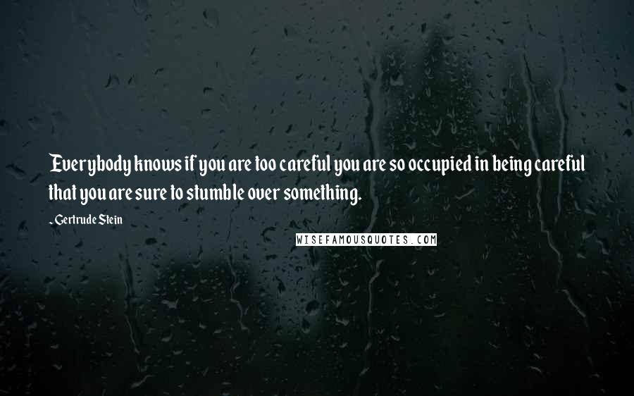 Gertrude Stein Quotes: Everybody knows if you are too careful you are so occupied in being careful that you are sure to stumble over something.