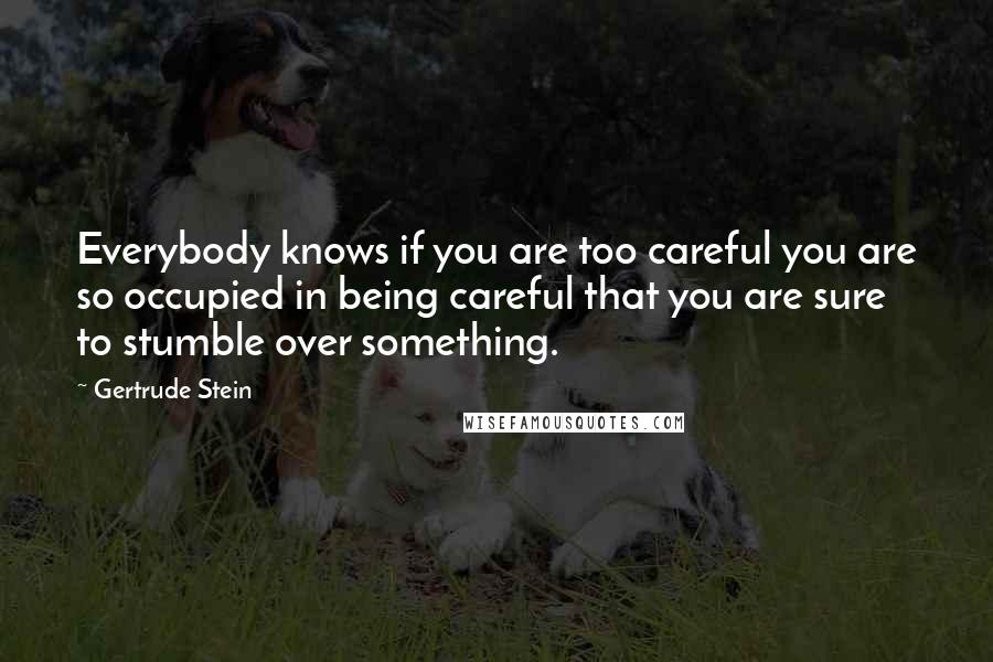 Gertrude Stein Quotes: Everybody knows if you are too careful you are so occupied in being careful that you are sure to stumble over something.