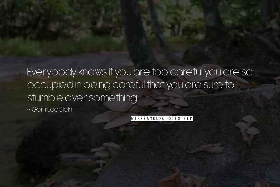 Gertrude Stein Quotes: Everybody knows if you are too careful you are so occupied in being careful that you are sure to stumble over something.