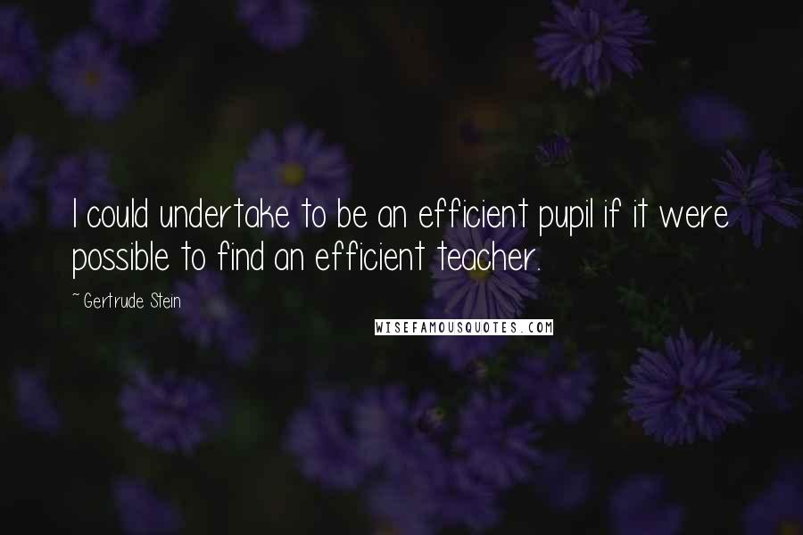 Gertrude Stein Quotes: I could undertake to be an efficient pupil if it were possible to find an efficient teacher.