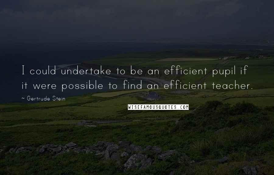 Gertrude Stein Quotes: I could undertake to be an efficient pupil if it were possible to find an efficient teacher.