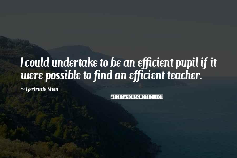 Gertrude Stein Quotes: I could undertake to be an efficient pupil if it were possible to find an efficient teacher.
