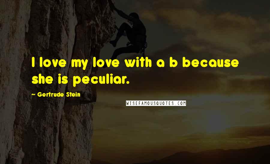 Gertrude Stein Quotes: I love my love with a b because she is peculiar.