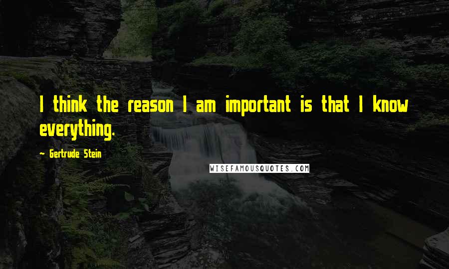 Gertrude Stein Quotes: I think the reason I am important is that I know everything.