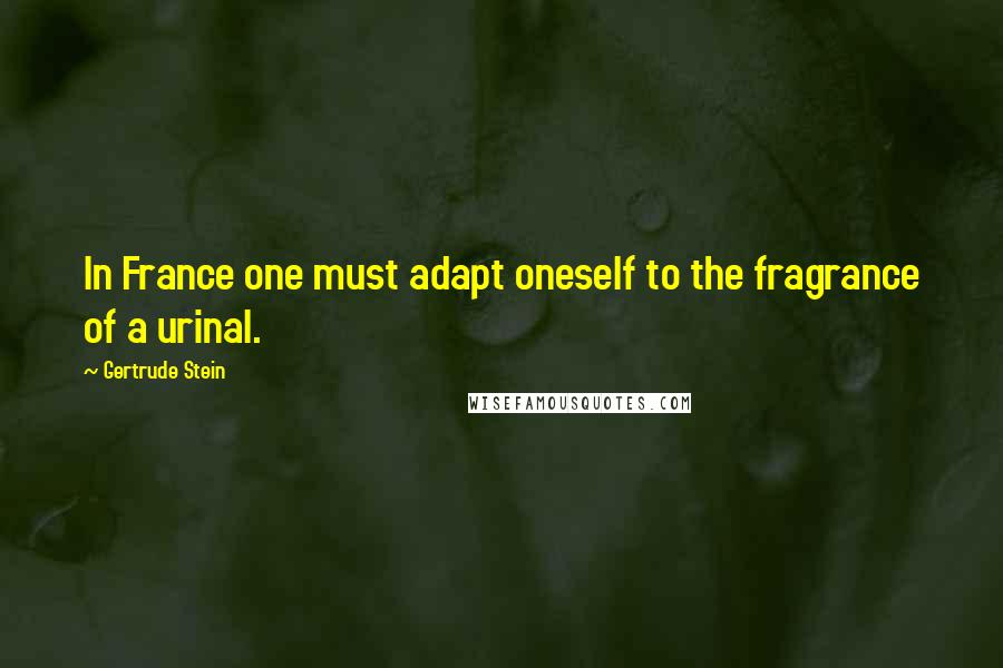 Gertrude Stein Quotes: In France one must adapt oneself to the fragrance of a urinal.