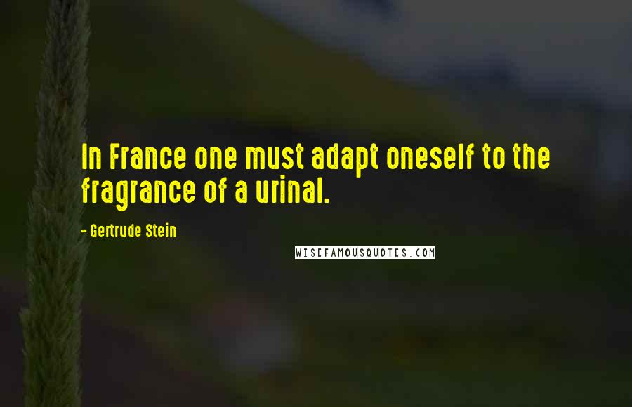 Gertrude Stein Quotes: In France one must adapt oneself to the fragrance of a urinal.