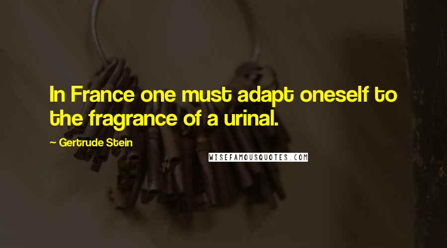 Gertrude Stein Quotes: In France one must adapt oneself to the fragrance of a urinal.