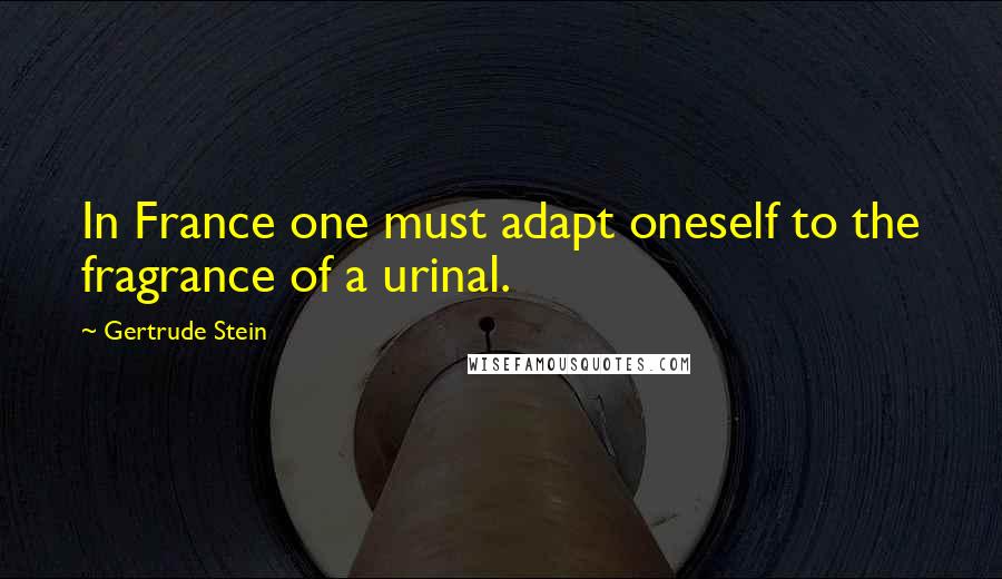 Gertrude Stein Quotes: In France one must adapt oneself to the fragrance of a urinal.