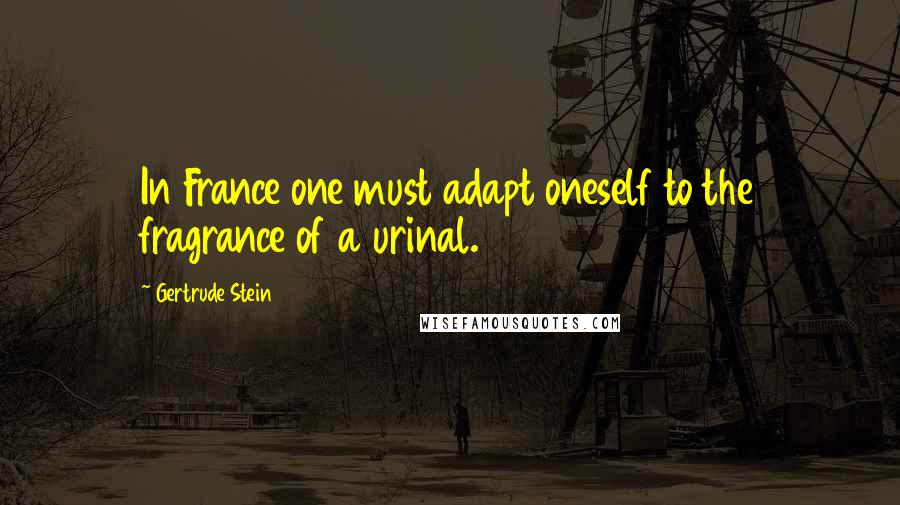 Gertrude Stein Quotes: In France one must adapt oneself to the fragrance of a urinal.