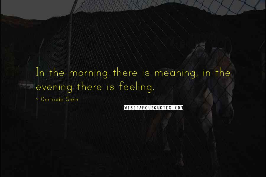 Gertrude Stein Quotes: In the morning there is meaning, in the evening there is feeling.