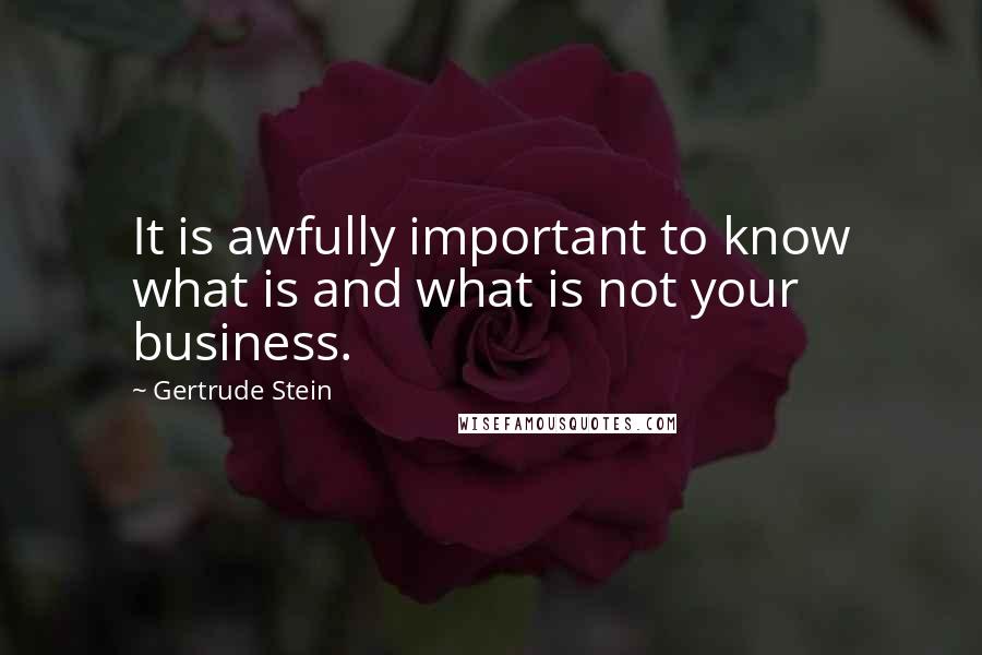 Gertrude Stein Quotes: It is awfully important to know what is and what is not your business.