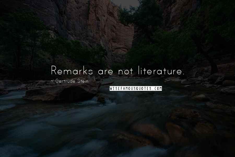 Gertrude Stein Quotes: Remarks are not literature.
