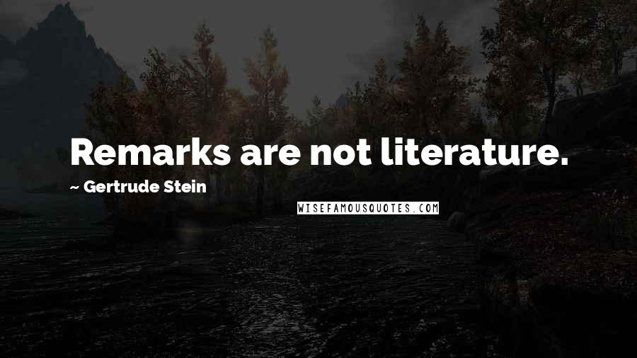 Gertrude Stein Quotes: Remarks are not literature.