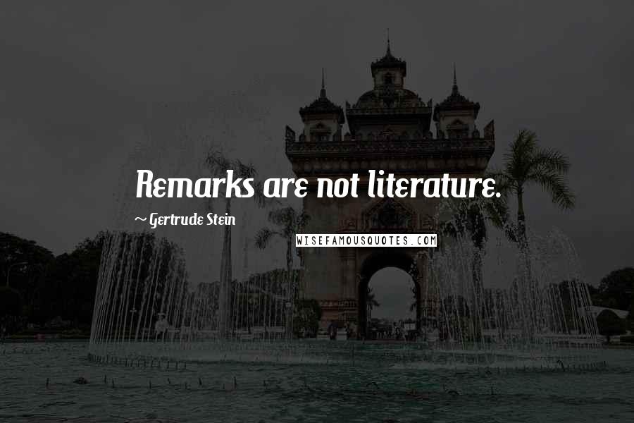 Gertrude Stein Quotes: Remarks are not literature.