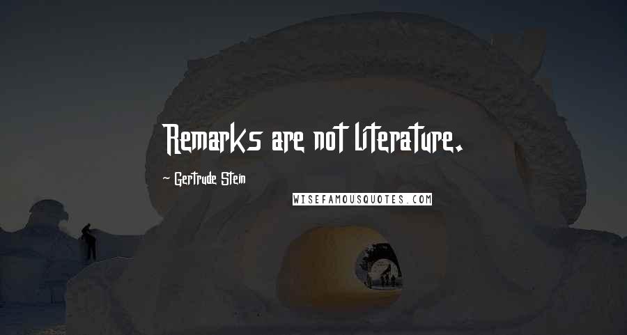 Gertrude Stein Quotes: Remarks are not literature.