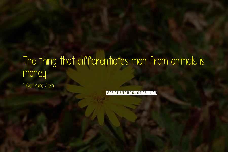 Gertrude Stein Quotes: The thing that differentiates man from animals is money.