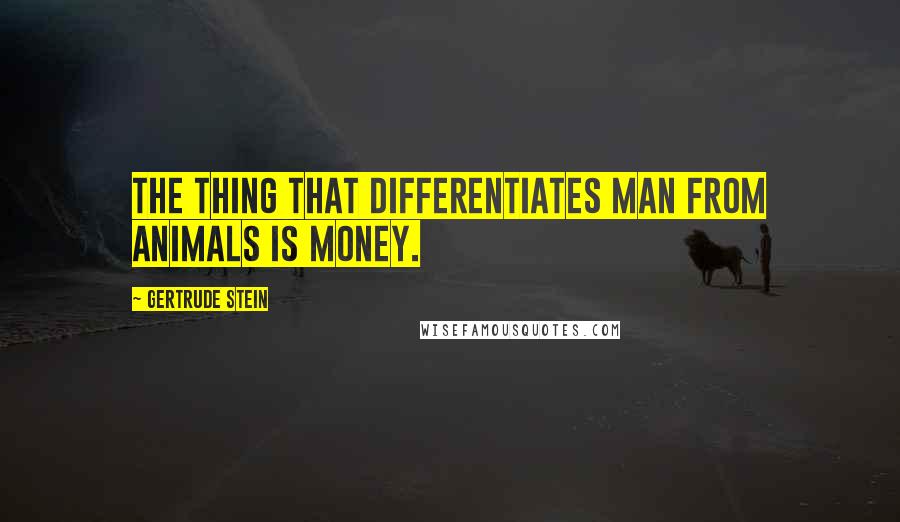 Gertrude Stein Quotes: The thing that differentiates man from animals is money.