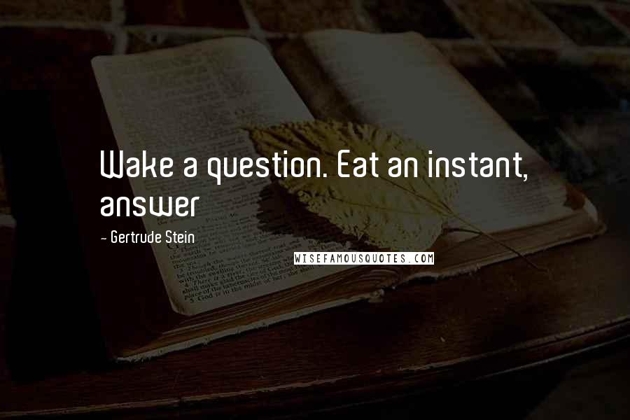 Gertrude Stein Quotes: Wake a question. Eat an instant, answer