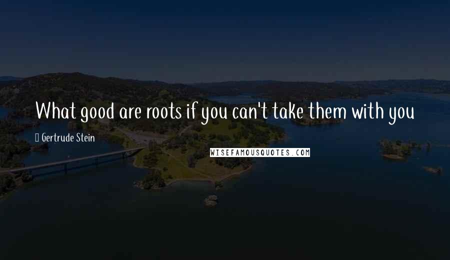 Gertrude Stein Quotes: What good are roots if you can't take them with you