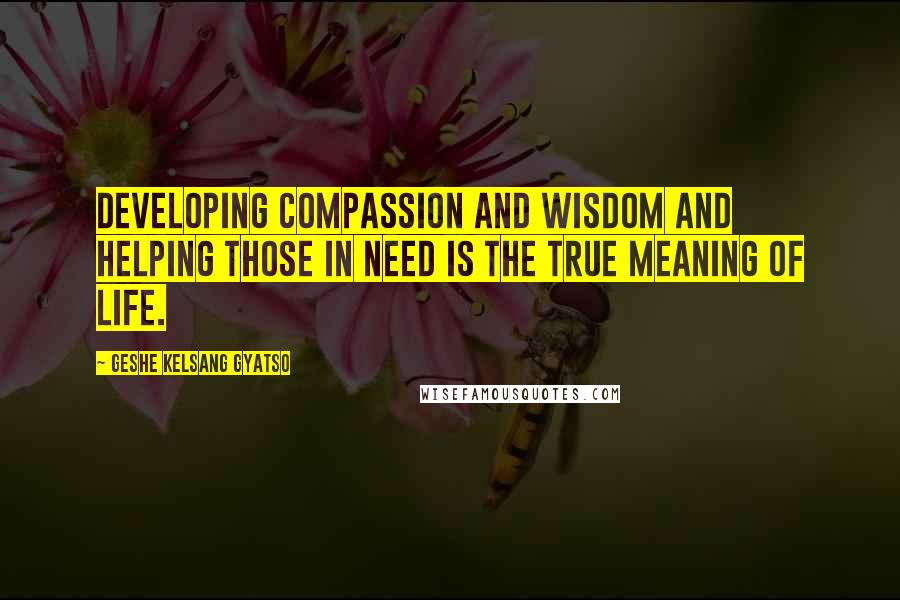 Geshe Kelsang Gyatso Quotes: Developing compassion and wisdom and helping those in need is the true meaning of life.