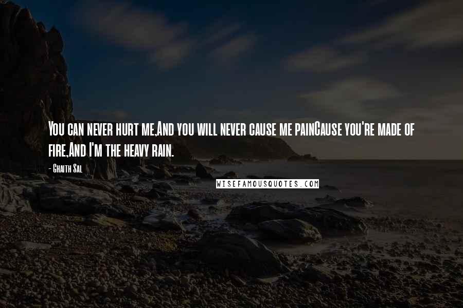 Ghaith Sal Quotes: You can never hurt me,And you will never cause me painCause you're made of fire,And I'm the heavy rain.