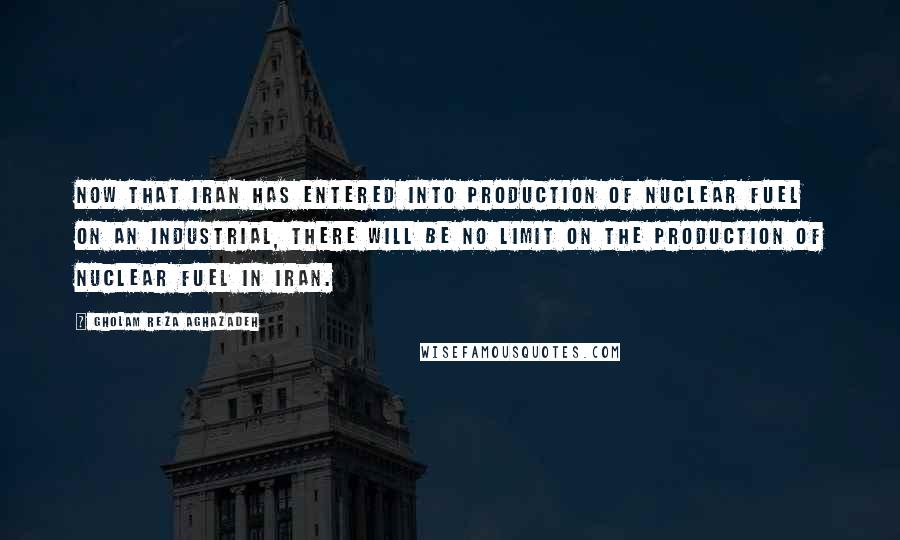 Gholam Reza Aghazadeh Quotes: Now that Iran has entered into production of nuclear fuel on an industrial, there will be no limit on the production of nuclear fuel in Iran.