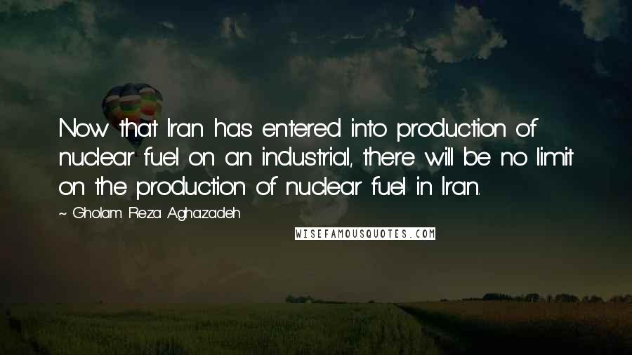Gholam Reza Aghazadeh Quotes: Now that Iran has entered into production of nuclear fuel on an industrial, there will be no limit on the production of nuclear fuel in Iran.