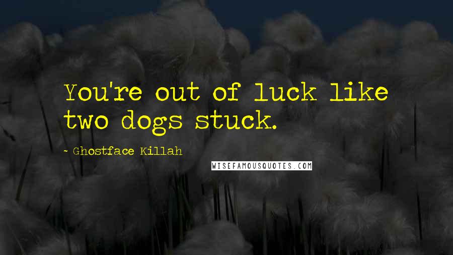 Ghostface Killah Quotes: You're out of luck like two dogs stuck.