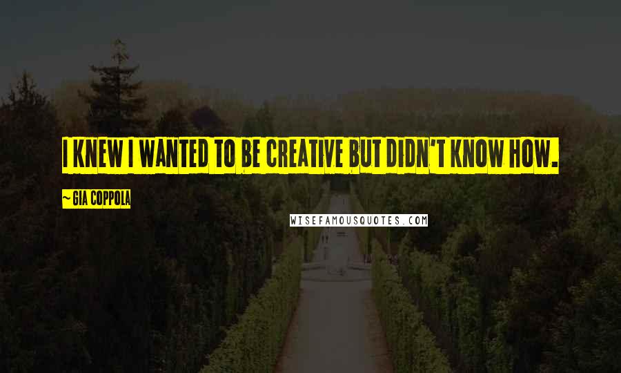 Gia Coppola Quotes: I knew I wanted to be creative but didn't know how.