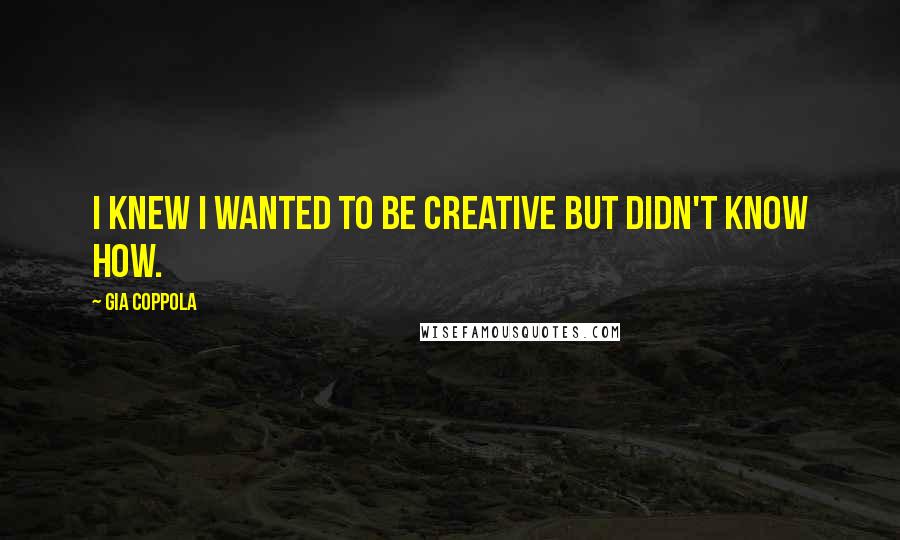 Gia Coppola Quotes: I knew I wanted to be creative but didn't know how.