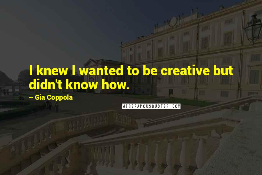Gia Coppola Quotes: I knew I wanted to be creative but didn't know how.