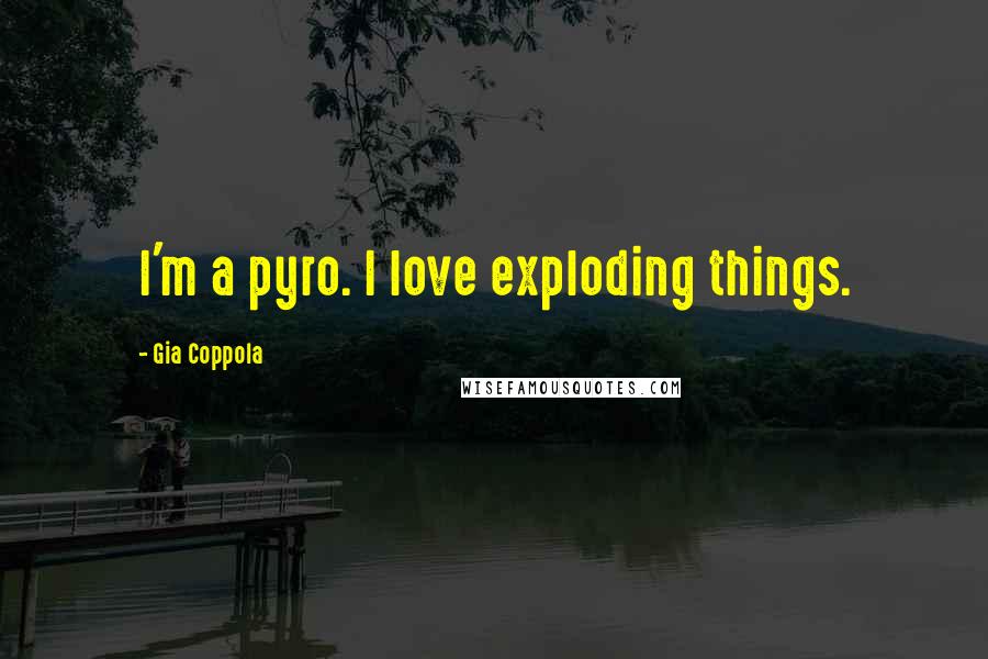 Gia Coppola Quotes: I'm a pyro. I love exploding things.