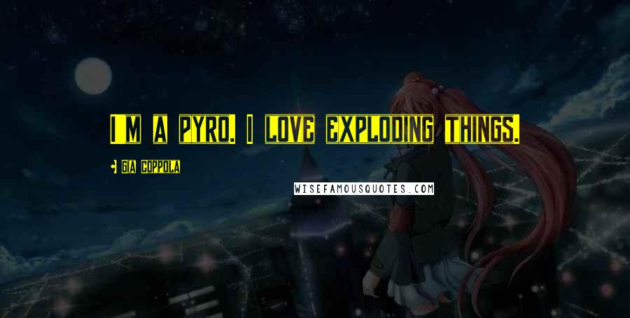 Gia Coppola Quotes: I'm a pyro. I love exploding things.