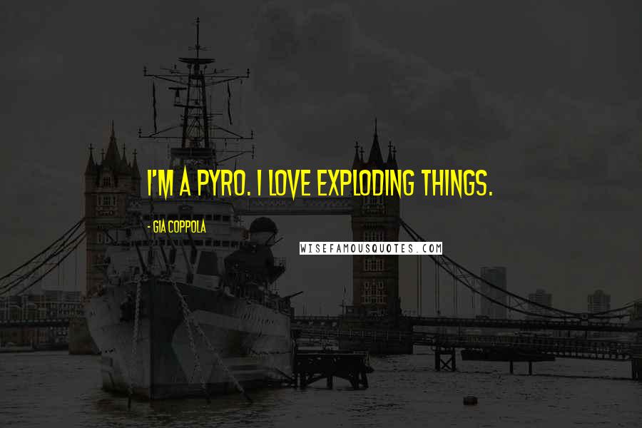 Gia Coppola Quotes: I'm a pyro. I love exploding things.