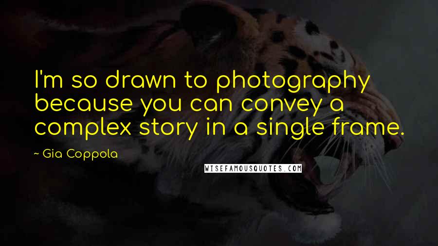 Gia Coppola Quotes: I'm so drawn to photography because you can convey a complex story in a single frame.