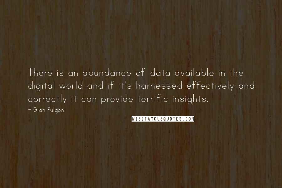 Gian Fulgoni Quotes: There is an abundance of data available in the digital world and if it's harnessed effectively and correctly it can provide terrific insights.