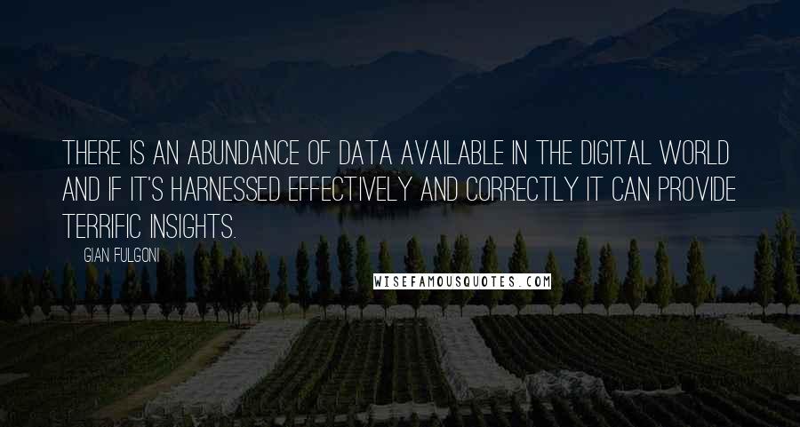 Gian Fulgoni Quotes: There is an abundance of data available in the digital world and if it's harnessed effectively and correctly it can provide terrific insights.