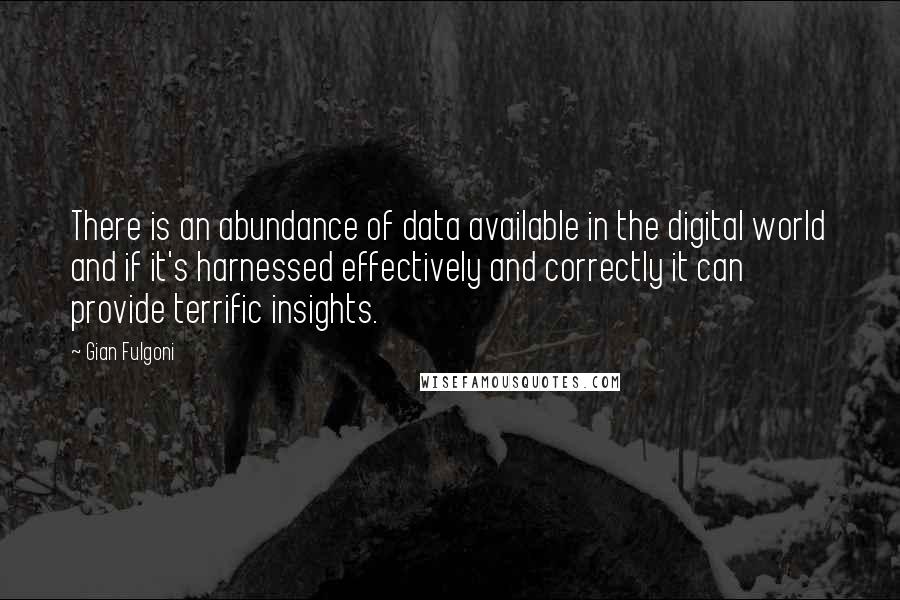 Gian Fulgoni Quotes: There is an abundance of data available in the digital world and if it's harnessed effectively and correctly it can provide terrific insights.